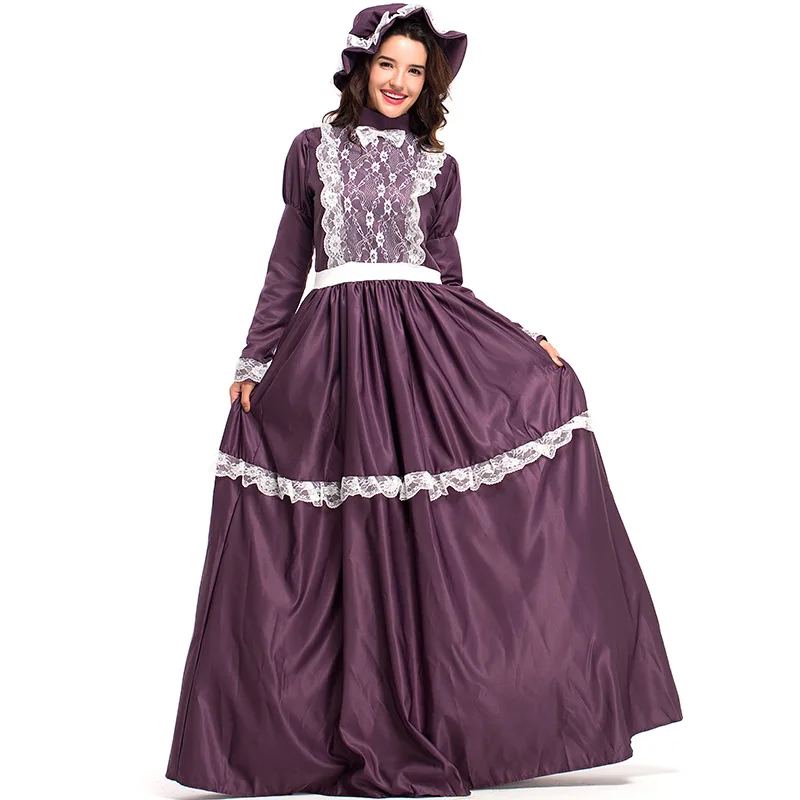 Women Victorian Cosplay Dress palace Medieval Costume Hooded Gown ...