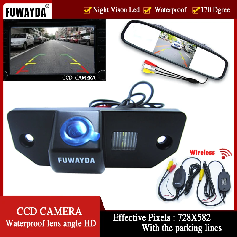 

FUWAYDA Wireless Color CCD Car Rear View Camera for FORD FOCUS SEDAN (3 Carriages) Ford C-max,4.3 Inch Rear view Mirror Monitor