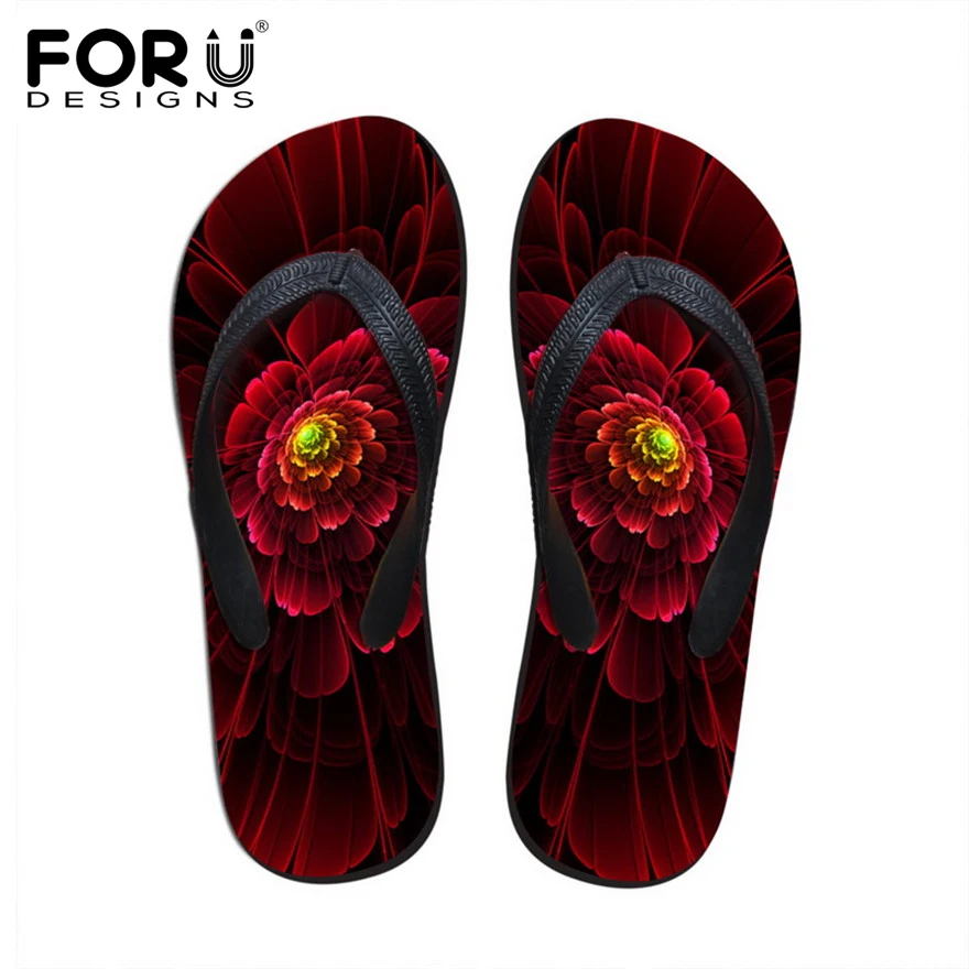 

FORUDESIGNS Fashion Women Slippers Hot Sale Floral Flip Flops for Woman Summer Beach Rubber Sandals Female Flipflops Flat Shoes