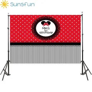 

Sunsfun 7x5ft Princess Red Cartoon Happy Birthday Backdrop Children's Photographic Backgrounds Photocall Studio 220x150cm