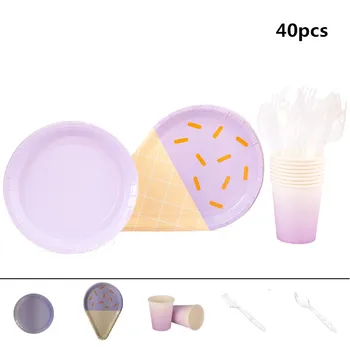 

Paper Tray Paper Cup Disposable Tableware Party Birthday Party Ice Cream Color Layout Supplies Set Party Pink Yellow Blue qq032
