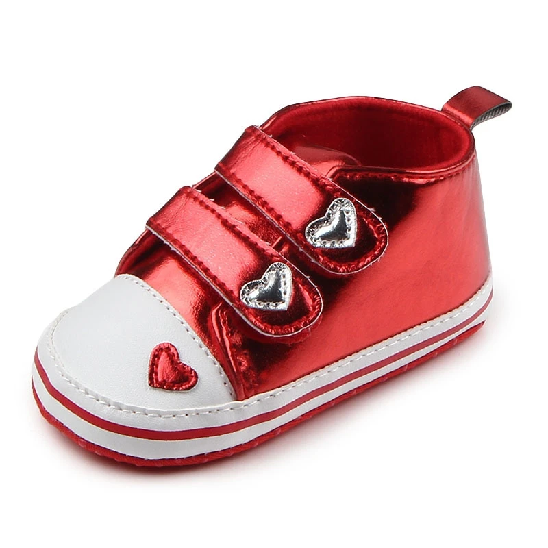 Весенне-Осенняя обувь для новорожденных мальчиков и девочек; Классическая обувь из искусственной кожи в форме сердца; обувь для первых прогулок; теннисная обувь на шнуровке
