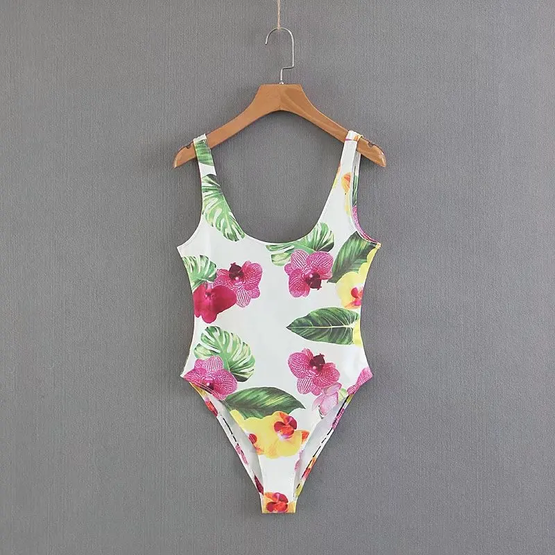 Sexy Floral Print Scoop neck Bodysuit Summer Sleeveless Romper Playsuit