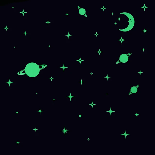 Glow In The Dark Stars And Planets For Ceiling Decoration Kids Room Glow In The Dark Stars And Planets For Ceiling Decoration Kids Room Wall Decor Luminous Sticker Decal Baby Bedroom Deco Stickers
