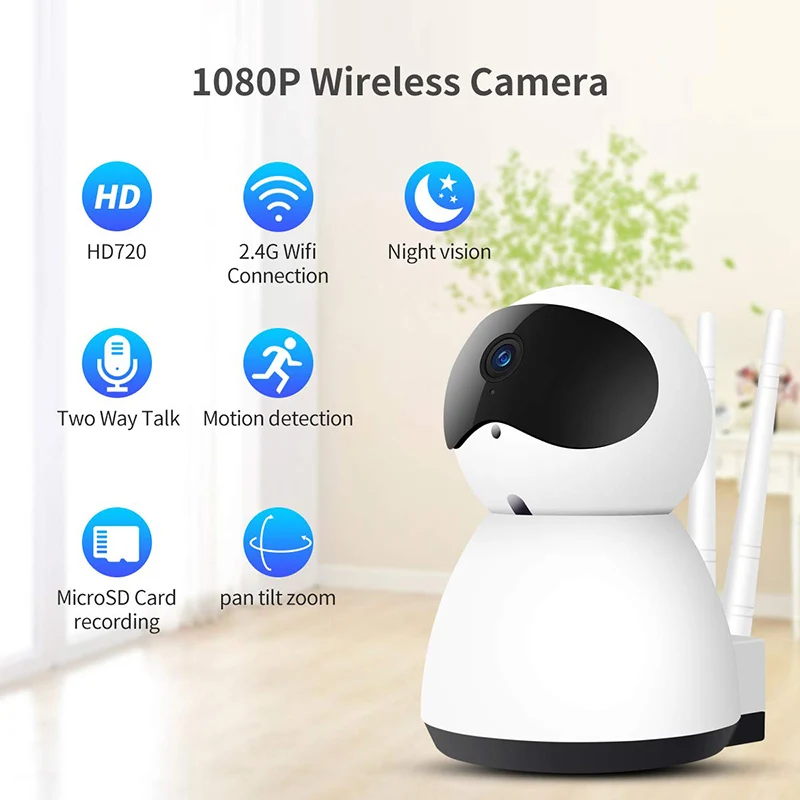 Ip камера 1080P HD Wifi домашняя с двухсторонним аудио ночным видением датчиком