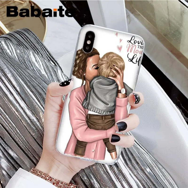 Babaite أمي و الطفل شفافة TPU لينة سيليكون الهاتف غطاء ل أبل فون 8 7 6 6 S زائد X XS ماكس 5 5 S SE XR الهواتف المحمولة