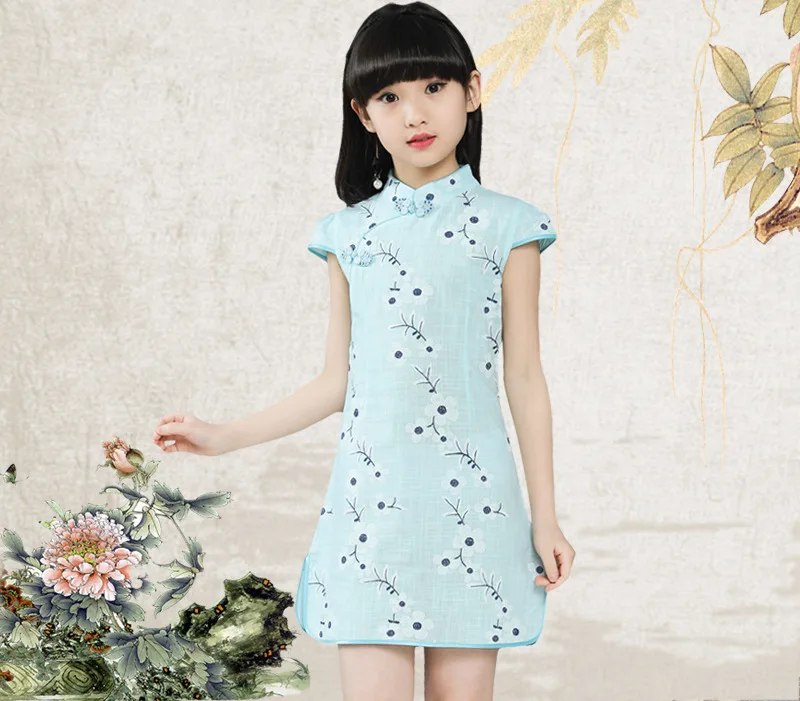Girls Children's Cheongsam Chinese Qipao Ball Gown Dress Clothing Summer Multi-Colors Baby Kids Party Performance Dresses clothes (13)
