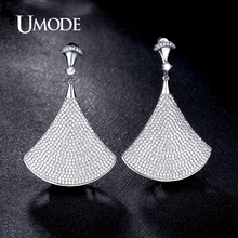 UMODE New Drop Earrings For Women Paved CZ Rhodium plated Ginkgo Biloba Shaped Big Earrings Fashion Jewelry AUE0200