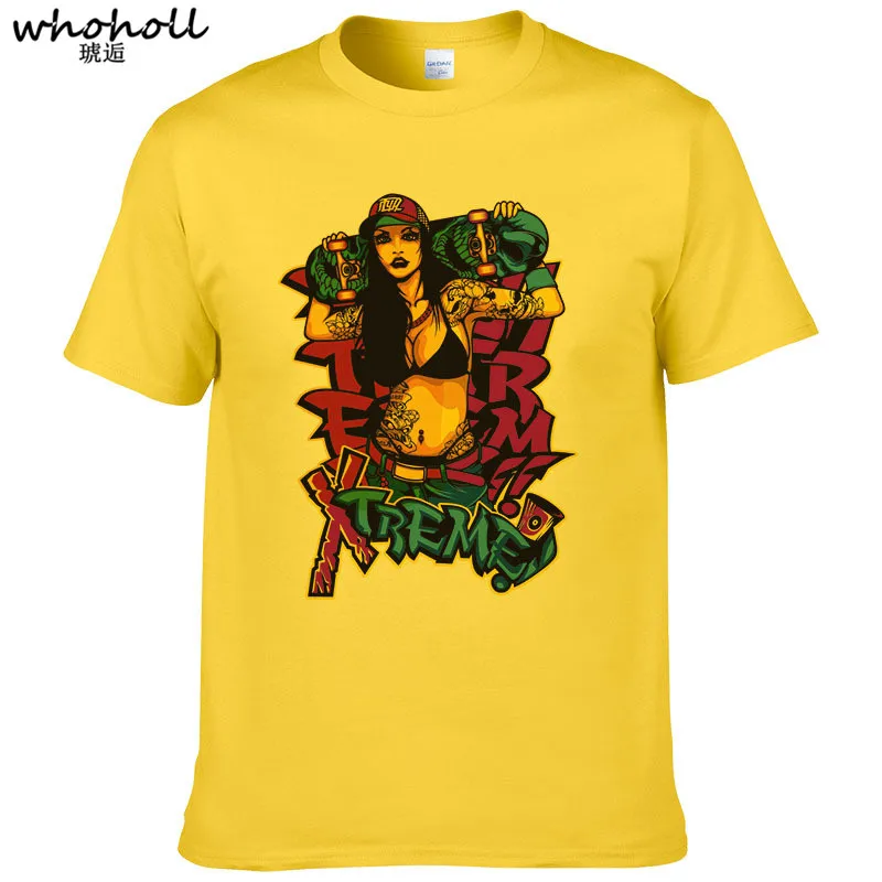 

WHOHOLL Summer Fashion Skateboard Sexy Girl Print T Shirt Men Harajuku Short Sleeves Tops 3D Printed T-Shirt Hip Hop Street Tee