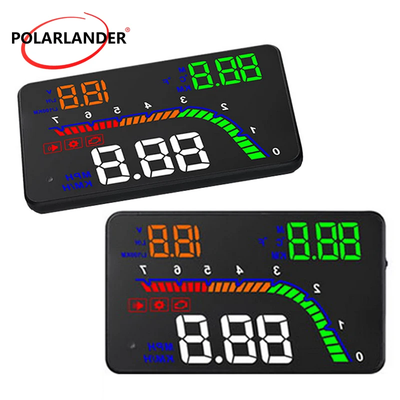 Мульти-Цвет сигнализации автомобиля Универсальный T100 вождения компьютерная цифровая 4 дюйма Скорость светодиодный головой вверх Дисплей HUD HD OBD 2