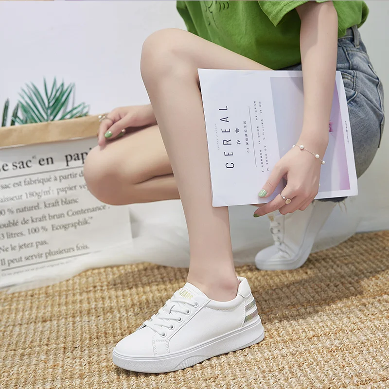 

GOODRSSON Women Casual Shoes Casual Sports Fashion Shoes Lace Up Solid PU Vamp Breathable Flat Thick Bottom Outdoor Casual Shoes