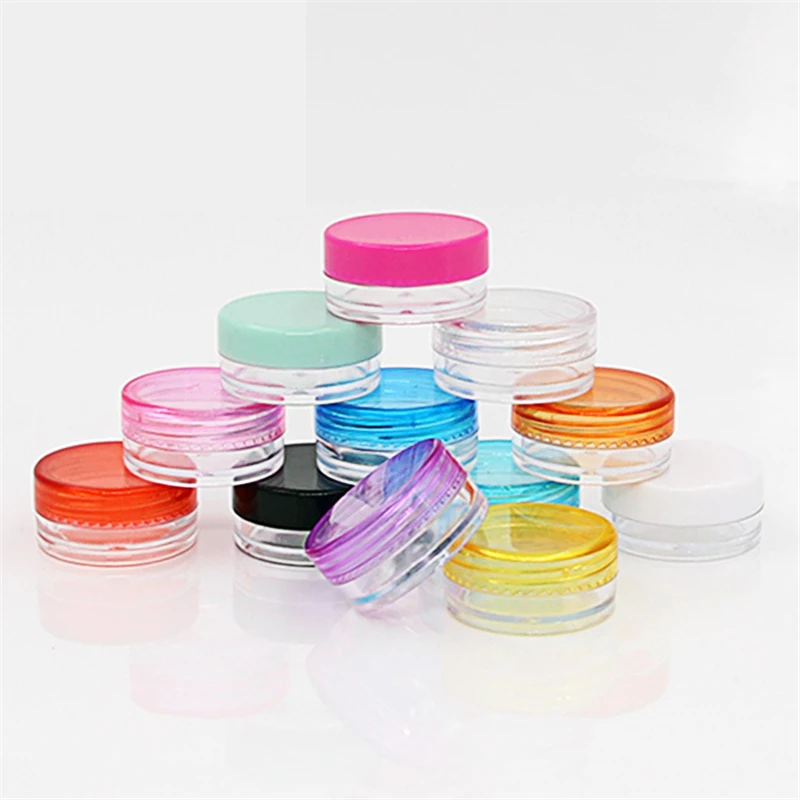 

cosmetic sifter jars Pot Box Nail Art Cosmetic Bead Storage Makeup Cream Box Plastic Container Round Bottle 3*3*1.5cm
