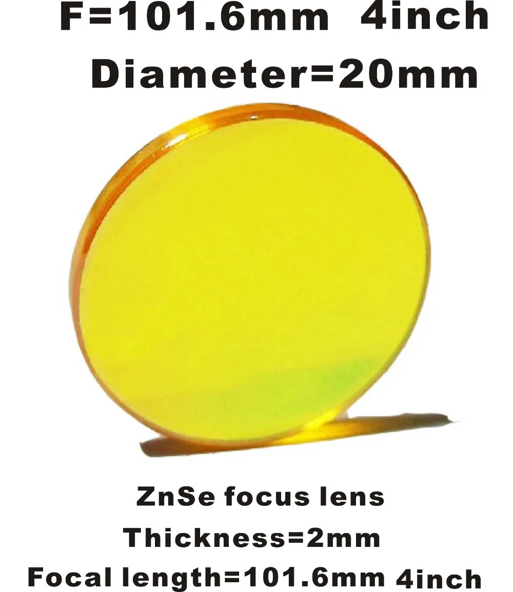 USA ZnSe Co2 laser lens Focal length 101.6mm, 4 inch Diameter 20mm for