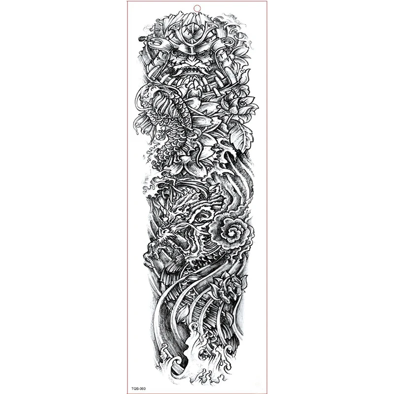 Большая рука рукав Татуировка непромокаемая временная татуировка наклейка череп Ангел Роза Лотос мужчины полный цветок тату боди-арт тату девушка - Цвет: TQB060