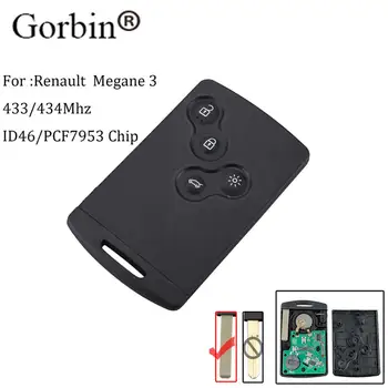 

GORBIN 4Button Smart Card Remote Car Key Fob For Renault Megane III Laguna III Scenic Fluence 2008-2016 433MHz PCF7952A Chip key