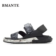 Новое поступление мужские пляжные сандалии роскошные летние Нескользящие мужчины Оуэн обувь Повседневное под змеиную кожу; популярные сезон: весна–лето сплошной для зрелых женщин