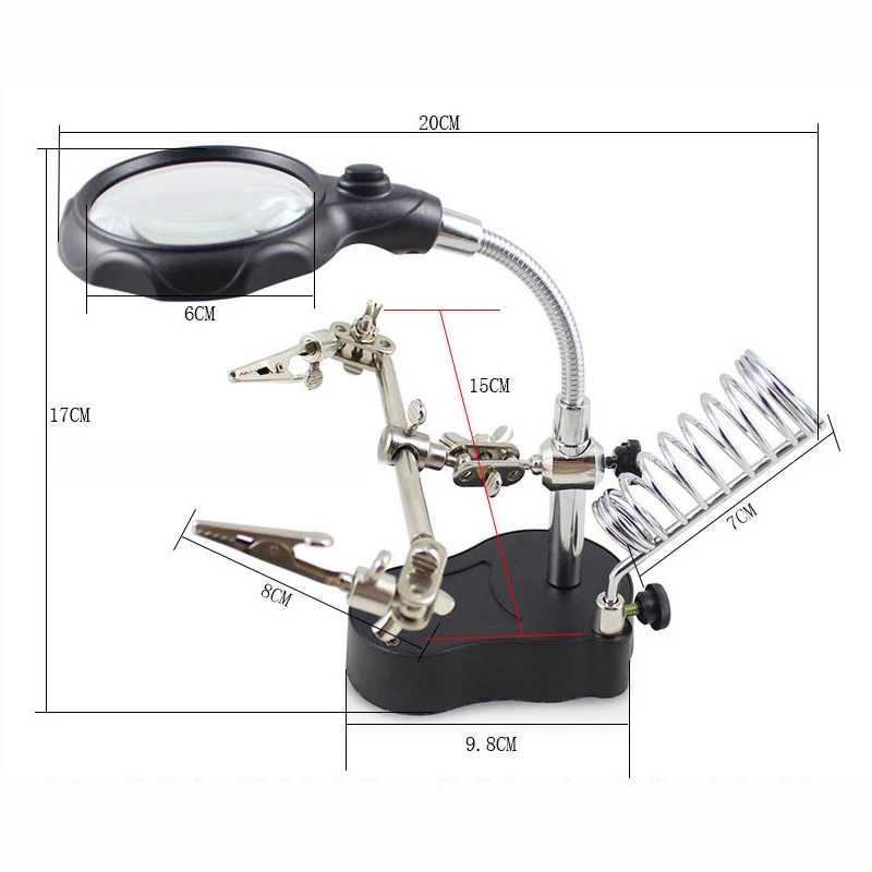 PRACMANU сварочная лупа со светодиодный светильник 3.5X-12X объектив дополнительный зажим Лупа рабочего стола увеличительное сторонняя пайка инструмент для ремонта