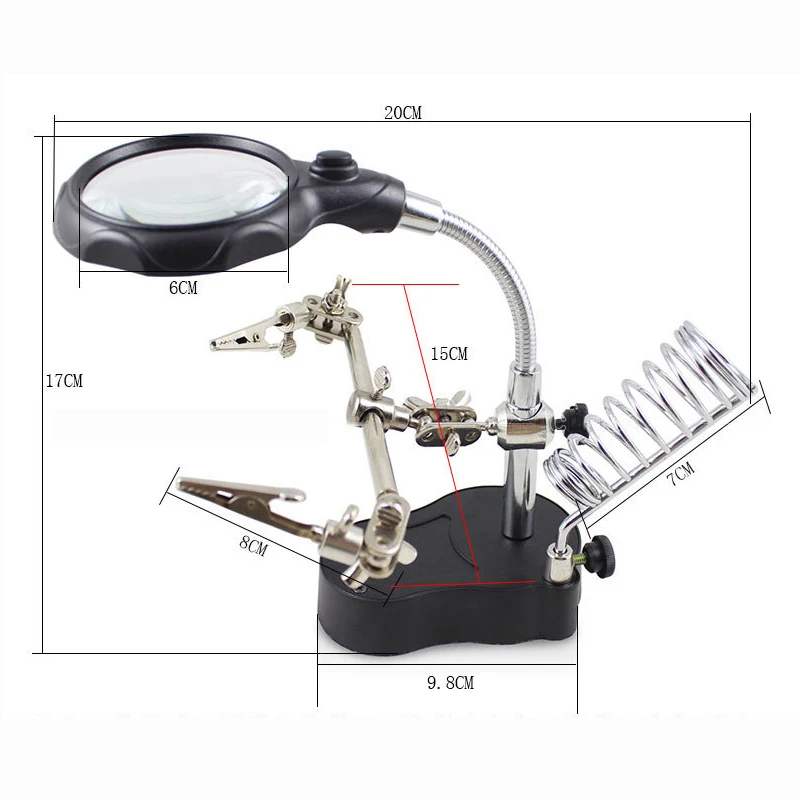 Tanie PRACMANU spawanie lupa z LED Light 3.5X 12X obiektyw dodatkowy klip lupa pulpit powiększające trzecie ręczne narzędzie lutujące do naprawy