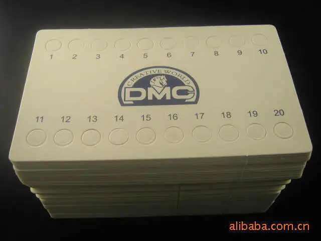 cross stitch DMC threading boards thread organizer 20 holes, thick white card threading board cross stitch accessories.jpg