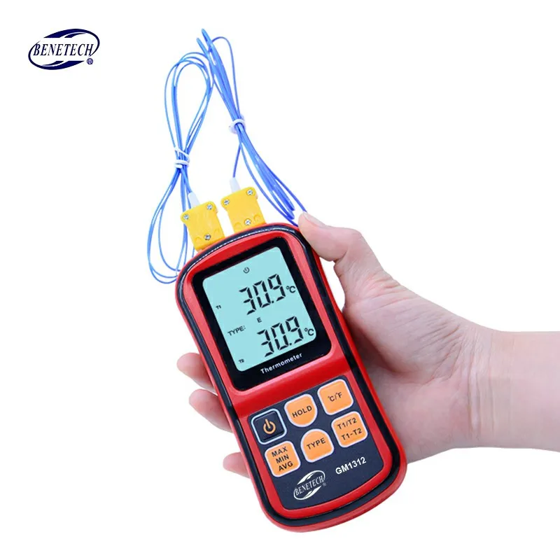 

BENETECH GM1312 -50~300C Thermocouple Thermometer Dual-channel Digital Temperature Meter For K/J/T/E/R/S/N LCD Termometro