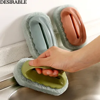 

2 Pcs magic sponge eraser Bathtub Brush Tiles Brush Wash Pot Clean Brush Practical bathroom accessories Kitchen cleaning brush