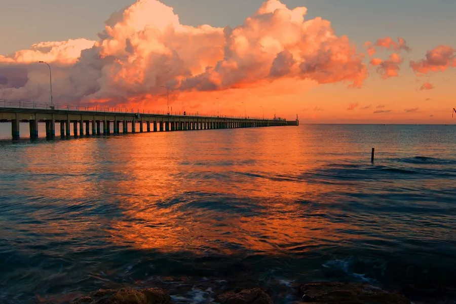 Bricolage Cadre Dock Pier Mer Coucher De Soleil Paysage