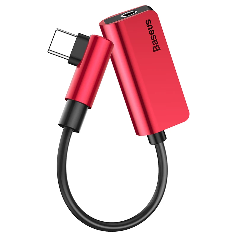 Baseus USB C адаптер типа OTG C до 3,5 мм разъем type-c Aux аудио разъем для Xiao mi Red mi Note 7 mi 9 huawei mate 30 P30 P20 Pro - Цвет: Elbow Red