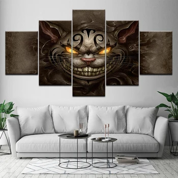 

Canvas Painting Cheshire cat animal 5 Pieces Wall Art Painting Modular Wallpapers Poster Print for living room Home Decor