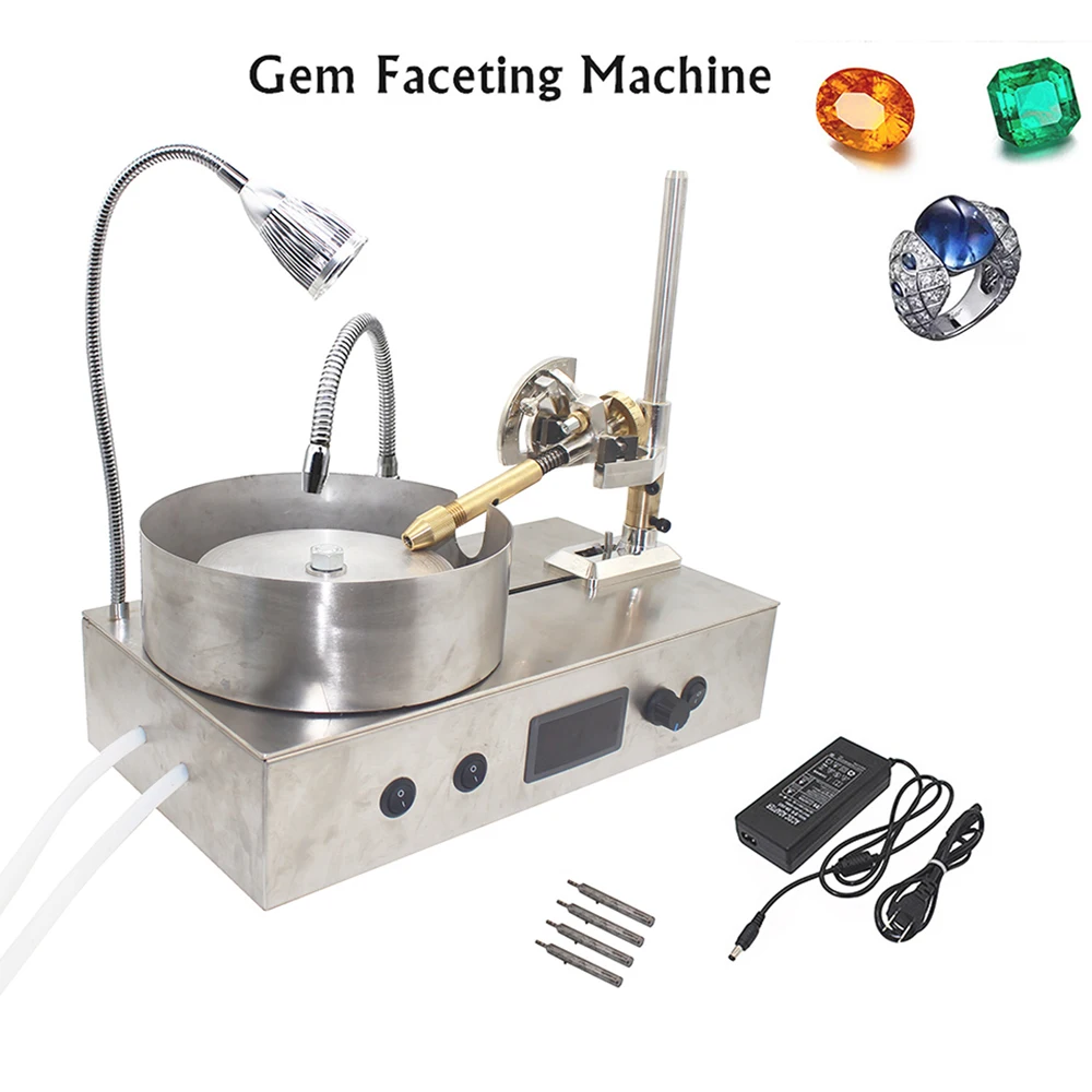

Updated Gemstone Grinding machine Gem Faceting Machine Jade Stone Angle Machine Jewelry Polisher Flat Grinder+LED+Water pump
