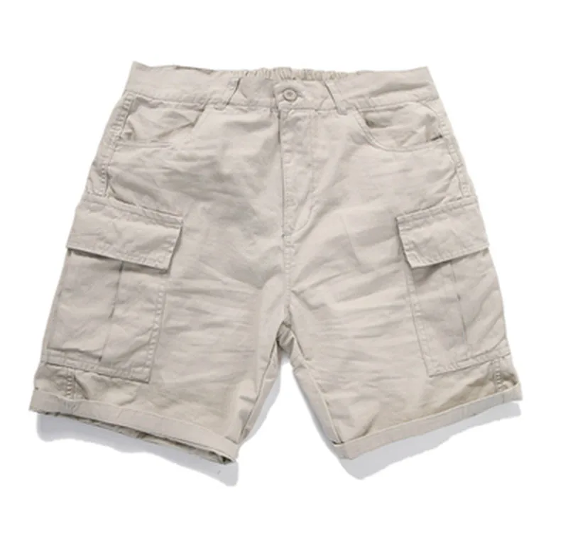 Летние однотонные мужские повседневные Модные хлопковые шорты, черные и хаки однотонные шорты, тонкие мужские брюки-карго, красные японские шорты S6T36