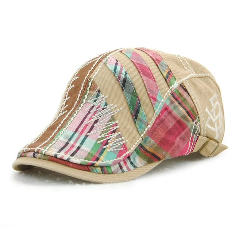 men's french beret female french berets plaid cap adjustable casual retro beret duckbill hat women men newsboy bone casquette flat peaked gorras barrette hat mens