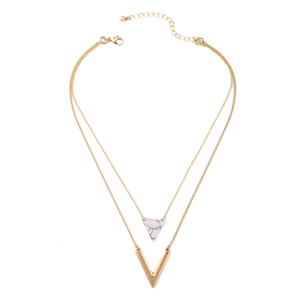 

XQ 2016 free shipping the new fashion Ms contracted removable natural stone triangular pendant necklace