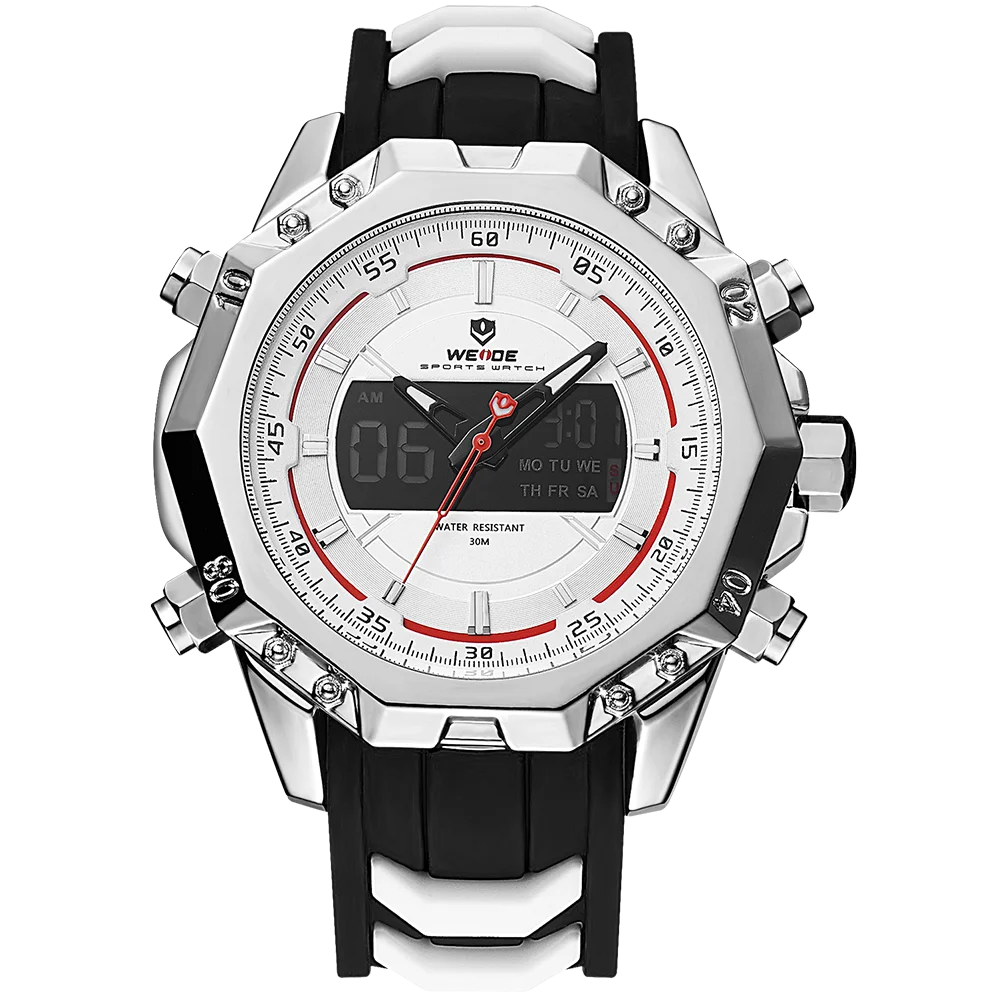 

WEIDE Men's Quartz Top Luxury Brand Alarm Clock Waterproof Sport Wristwatch Analog Digital Automatic time Military Army Watch