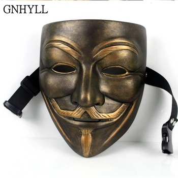 

GNHYLL V For Vendetta Mask Anonymous Movie Guy Fawkes Halloween Masquerade Party Face March Protest Costume Accessory