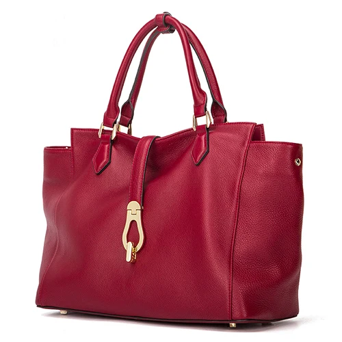 Qiwang Роскошная Брендовая женская сумка, большие сумки через плечо, натуральная мягкая кожаная сумка, дизайнерская женская сумка с верхней ручкой - Цвет: 5101 red