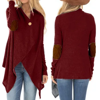 

Hot Fall Women Cardigan Long Sleeve Button Pad Elbow Knitted Sweater Women 2018 Fashion Autumn Clothes Female Elegant Casual H7
