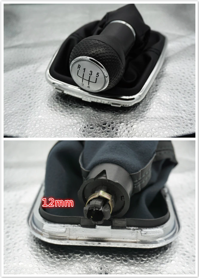 FREE SHIPPING 12mm Silver Cap 5 Gear Shift Knob for vw Golf 4 with chrome Frame in Gear Shift