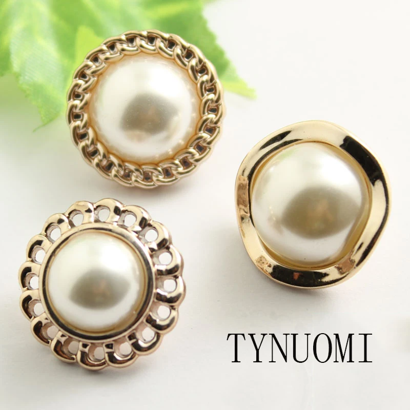 

10 pieces / batch Mixed Size Round Metal Pearl Button Clothing Decorative Accessories DIY Craft Handmade Buttons