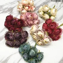 Йоромер, 6 шт., 2,5 см, цветок розы, голова, шелк, искусственные цветы для свадебного украшения, сделай сам, декоративный венок, искусственные цветы