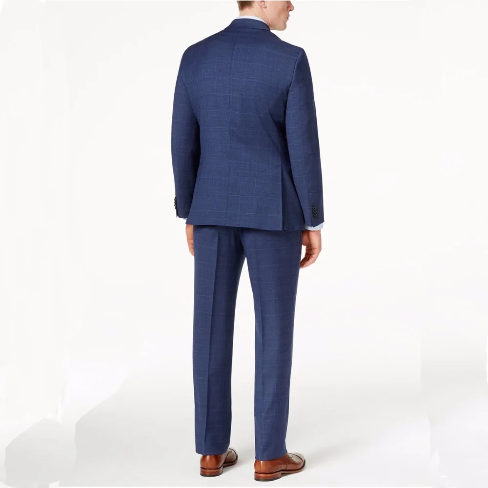 Navy Blue Glen Check Men Suit Custom Made Suit Slim Glen Plaid Two-piece Suit Men Prince Of Wales Checkered Suit with Windowpane