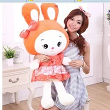 Чучело 75 см Милая Красивая юбка Кролик плюшевая игрушка розовый или оранжевый пледы подушка кукла подарок w3821