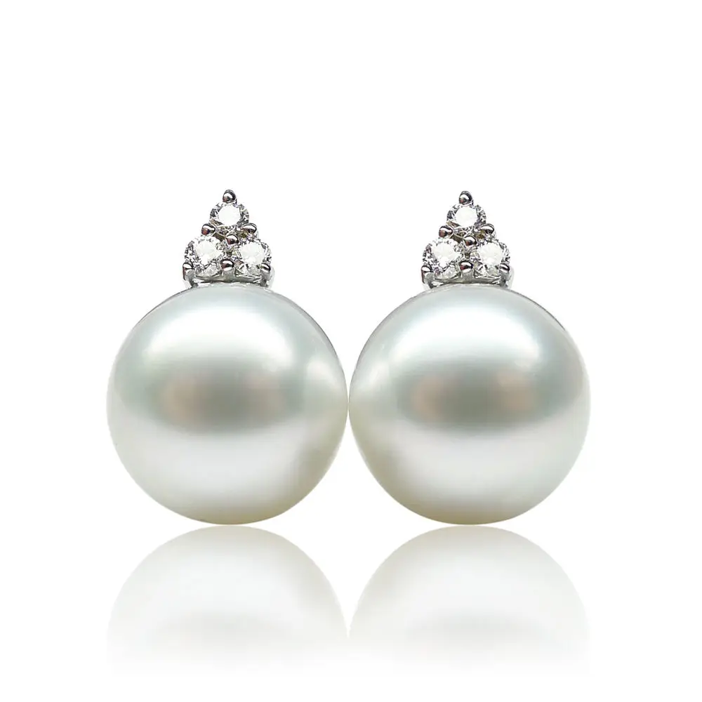 Elegant AAA 10-11mm real natural Australian south sea golden round pearl earring