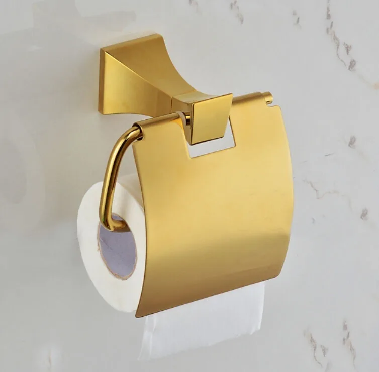 Free Shipping golden color toilet paper holder tissue paper holder gold