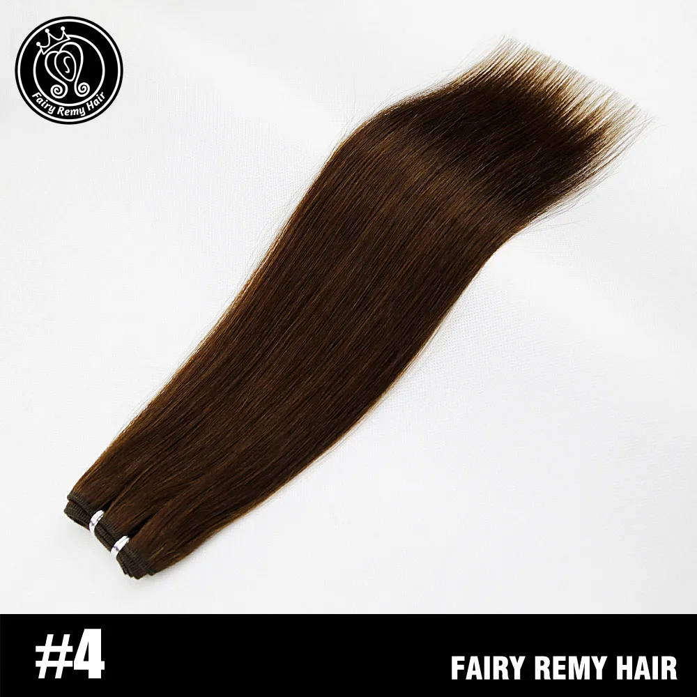 Сказочные волосы remy 100 г/шт. 1"-22" бразильские прямые волосы плетение пучки Remy человеческие волосы пучки темно-коричневый наращивание волос - Цвет: #4