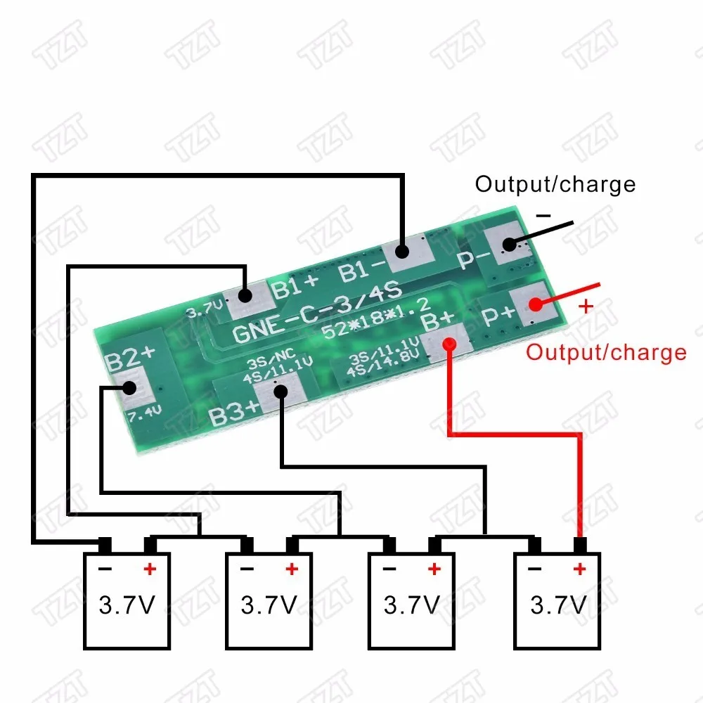 TZT 4S 8A полимерный литий-ионный аккумулятор Защитная плата для 4 последовательных 4 шт 3,7 литий-ионная зарядка защитный модуль BMS
