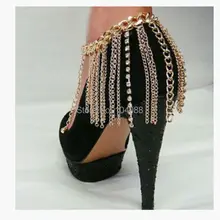 L70 модные женские туфли с цепочкой на щиколотке мульти-цепочки несколько слоев золото Цвет Стразы цепи ювелирные изделия золота или серебра 2 цвета