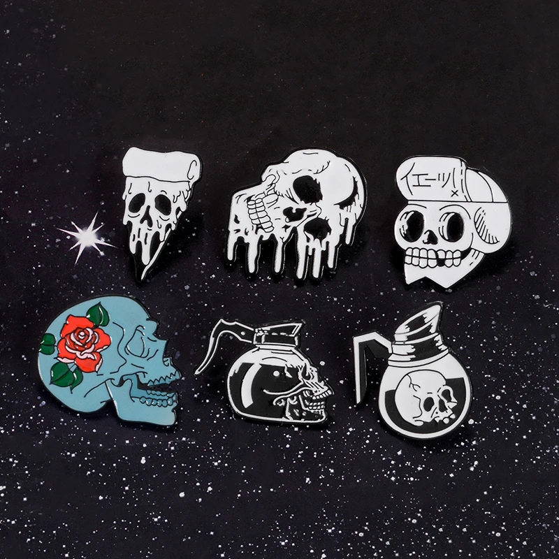 Skull Collection ! Rose Flowers Japanese Samurai Ninja Punk Skeleton Hard Enamel Brooches Pin For Gift | Украшения и аксессуары