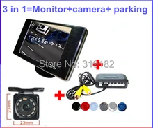 Auto Parking Camera Monitors System ,newest led &IR Night Vision Rear View Camera +3.5 LCD Car Mirror Monitor +4 sensor parking