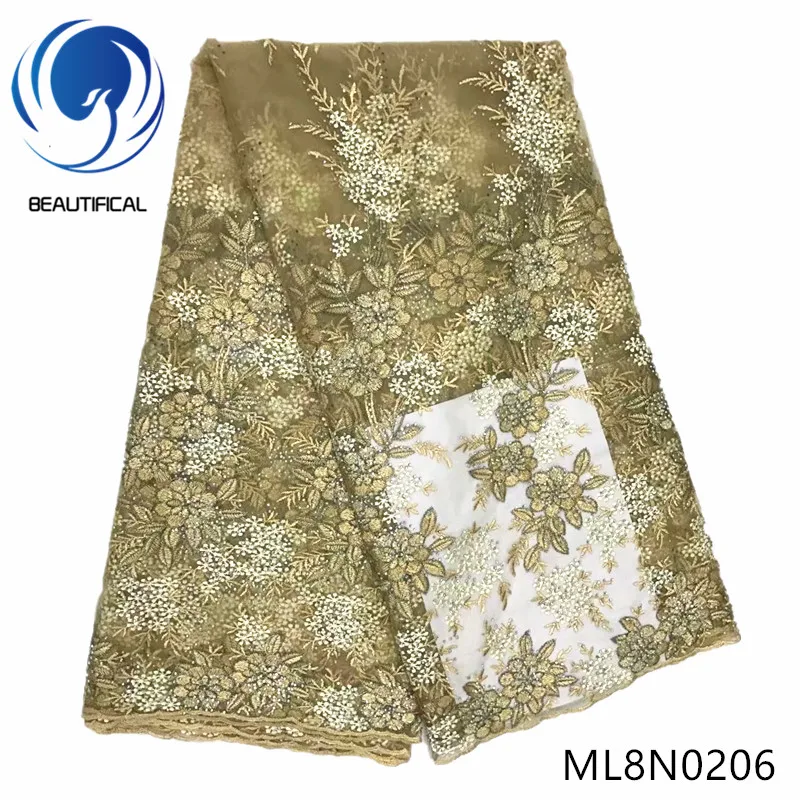 

BEAUTIFICAL Lace Rhinestones French Fabric Tulle Lace African Embroidery 5 yards/lot ML8N02