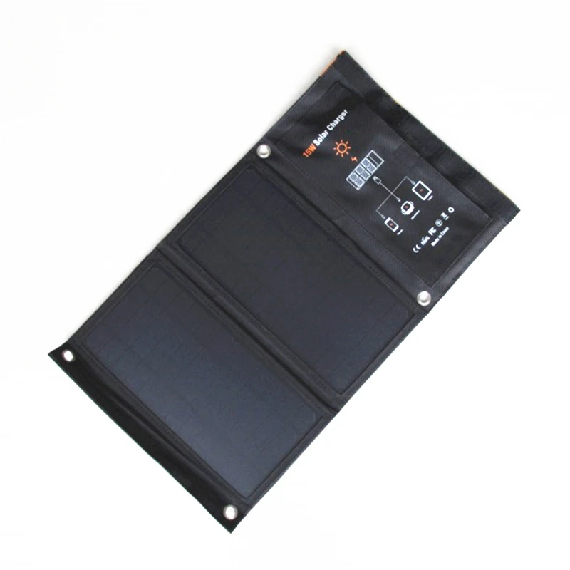 Solar com Porta Dupla à Prova Solares para Smartphones Comprimidos e Viagem de Acampamento Carregador Solar Painel Usb Ddual Água Dobrável Células 15 w - Image 6
